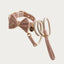 Maison Pupa dusty rose velvet dog collar with bow and matching cream rope leash featuring gold-tone hardware
