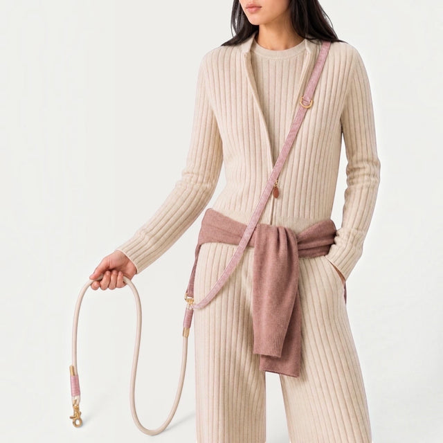Laisse pour chien en velours rose