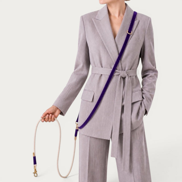 Laisse de chien en velours violet